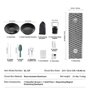 Mini Sluice Box in Lega di Alluminio da 12 Pollici, Kit di Prospezione da 16 Pezzi con Separatore per Orecchini e Attrezzi per la Ricerca dell'Oro - Product Image 5