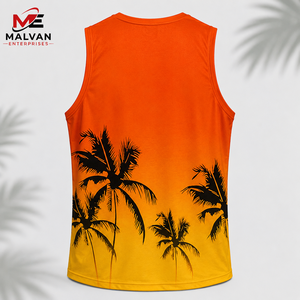 Débardeur de sport écologique pour homme, respirant, absorbant la transpiration, avec logo frontal, uni, sans manches, méthode de tissage. - Product Image 2
