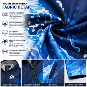 Custom Kids Hooded Swim Parka <b>Changing</b> <b>Robe</b> | Waterproof Windproof Quick Dry <b>Towel</b> Poncho Jacket for Swimming, Surfing & Beach - Product Image 5