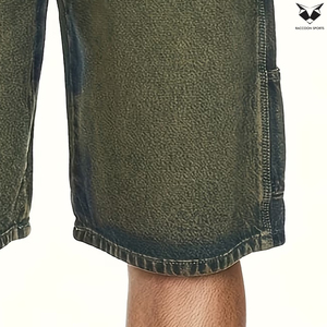 Exportateur Professionnel – Short en Jean Classique Cinq Poches pour Homme, Style Vintage Délavé, Décontracté, Été, Mi-long, Écologique, Respirant, Coupe Ample - Product Image 5