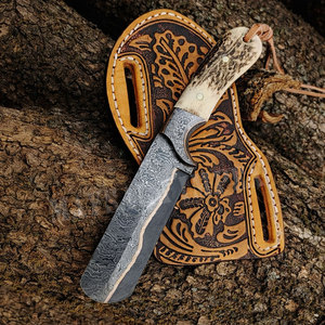 Copper Damascus Skinner <b>Knife</b> with Black Horn & Rose Wood <b>Handle</b> Handmade Full Tang Hunting <b>Knife</b> Custom Outdoor Camping <b>Knives</b> - Product Image 1