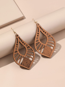 Pendientes de Ángel de Madera Orgánica Pulida, Joyería Étnica Hecha a Mano y Ecológica - Product Image 5