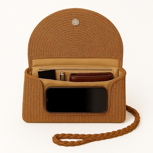 Sac à main en coton tressé bohème fait main avec logo pour femmes |   Housse d'épaule tissée écologique avec fermeture éclair pour soirée et usage quotidien - Product Image 6