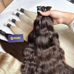 Venta al por mayor de fábrica: Cabello ondulado vietnamita personalizado a granel, extensiones de alta calidad sin sintéticos, con longitud de 10 a 34 pulgadas - Product Image 1