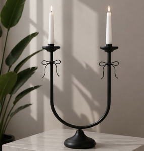 Modern Double Arm Metal Taper Candle Holder Decorative <b>Black</b> <b>Candlestick</b> Stand for Dining Table Home Decor & Wedding - Product Image 5