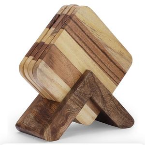 Customizable Eco-Friendly Classic <b>Pine</b> Wood Coasters Marble Acacia <b>Coffee</b> Dining <b>Tables</b> Natural Stone Cup Holder - Product Image 5