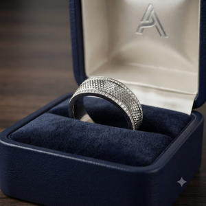 Unique Fine Design 925 Sterling Silver Lab Grown <b>Diamond</b> Studded Wedding Band Luxury Half Eternity Channel Set <b>Rings</b> Unisex Gift - Product Image 3