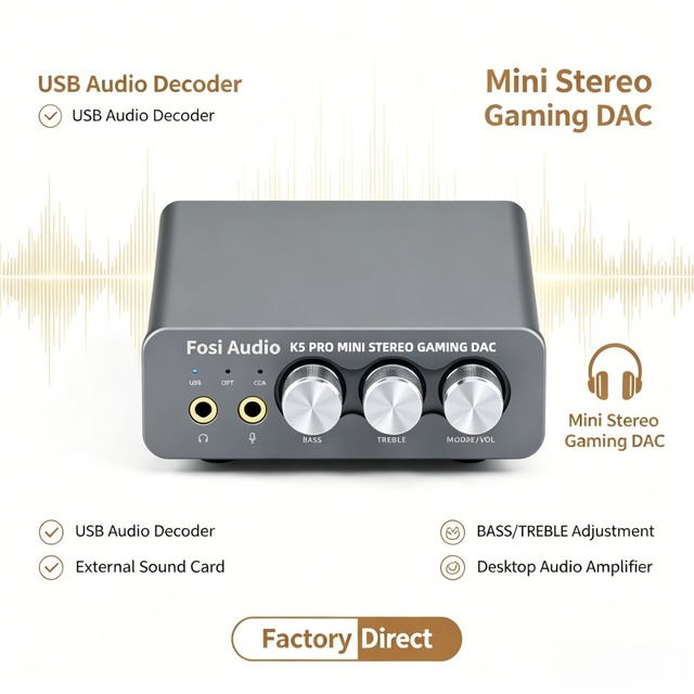 K5 PRO DAC Headphone Amplifier Computer External Sound Card Desktop Game Decoding Ear Player Audio Power Amplifier