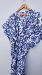 Indian Cotton Floral Print Kaftan Handmade Long Kaftan Dress Women Beach Cover <b>up</b> Long Nightwear Gown Natural Casual for Summer - Product Image 3