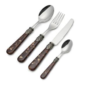 Elegante juego de cubiertos plateados con mangos con incrustaciones de diseño, perfecto para el hogar, hoteles, restaurantes y la organización de cenas para invitados. - Product Image 3