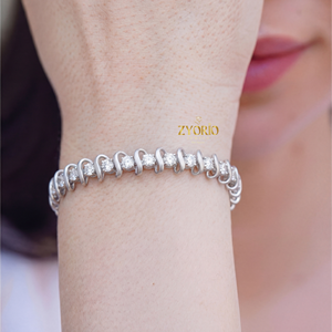 Classic Women's Wedding Sterling <b>Silver</b> Lab Grown Diamond <b>Bracelet</b> <b>Silver</b> Plated Modern Elegance Gift & Party Occasion - Product Image 6