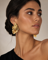 Boucles d'oreilles pendantes en laiton plaqué or avec motif feuille d'or pour femme, bijoux tendance, cadeau idéal
