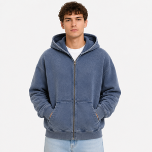 Custom Men's Cotton <b>Fleece</b> <b>Zip</b> <b>Up</b> <b>Hoodie</b> Premium Casual Private Label OEM Clothing Manufacturer - Product Image 1
