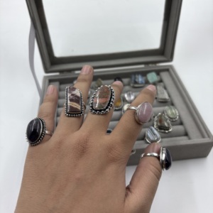 Factory Wholesale Brass <b>Silver</b> Plated Bezel Setting Cocktail <b>Rings</b> Gemstone Fashion Jewelry Assorted <b>Ring</b> <b>Set</b> - Product Image 2