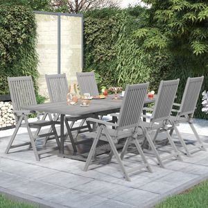 Juego de Comedor Plegable de 7 Piezas para Jardín, Madera de Acacia Sólida Gris, Muebles de Exterior Duraderos y Elegantes - Product Image 1