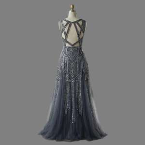 Robe de soirée sirène élégante en sequins argentés, sans manches, longue, pour occasions formelles, fournisseur en gros, fabricant OEM ODM - Product Image 2