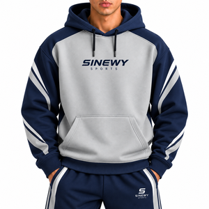 Sweat-shirt pour homme SINEWY, manches raglan, pull sportif avec poche, coupe classique, vêtement d'automne, 100% polyester respirant - Product Image 1
