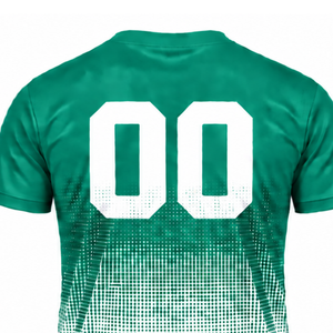 Teal Green and <b>White</b> Gradient Sublimation T <b>Shirt</b> <b>Men</b> <b>Short</b> <b>Sleeve</b> Crew Neck Custom Printed Sports Training Performance Athletic - Product Image 4