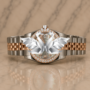 Designer Inspired Two Tone Watch Rose Gold Accent Premium Timepiece - Product Image 1