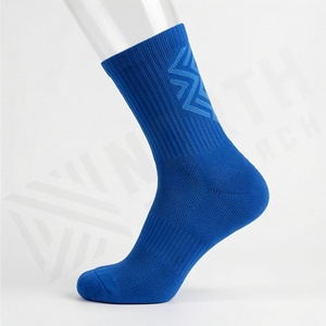 Crew <b>Socks</b> Solid Blue 100% Cotton Breathable Knitted Regular Style Adult Summer Casual Wear - Product Image 3