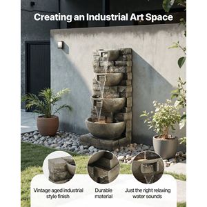 Fuente de Agua LED en Cascada de 4 Niveles para Exteriores, 35.63 Pulgadas de Altura, Elegante Decoración Acuática con Acabado de PU - Product Image 2