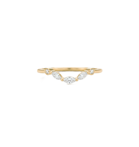 IGI Certified 18K Solid Gold Marquise Lab Grown Diamond Wedding Band Curved V Shape <b>Ring</b> Minimalist Stackable <b>Ring</b> <b>Proposal</b> <b>Ring</b> - Product Image 1