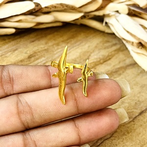 แหวนทองเหลืองลายโบโฮรูปนก แหวนทองชุบ 18k ลายนกนางนวลคู่บินได้ สำหรับผู้หญิง เหมาะสำหรับขายส่ง/OEM/ODM - Product Image 5