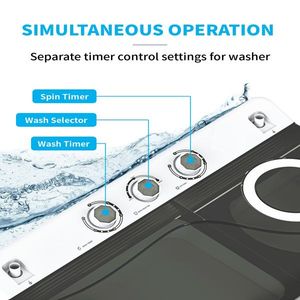 Lavatrice semi-automatica a doppio cestello 2168S XPB65 con pompa di scarico integrata, capacità 26 libbre, ideale per appartamenti, dormitori, camper e campeggio - Product Image 4