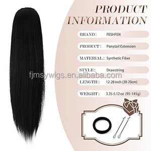 Extensions de queue de cheval droite brun noir 12 pouces de long cordon synthétique naturel queue de <span class=keywords><strong>poney</strong></span> morceaux de cheveux - Product Image 3