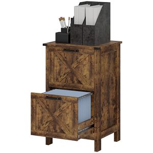 Mobiletto verticale da ufficio marrone rustico con 2 cassetti per documenti A4 e Letter, stile rustico/country - Product Image 1