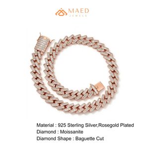 สร้อยคอโมอิสซาไนต์ชุบทองคำสีกุหลาบ ดีไซน์แบบ Cuban Link  เครื่องประดับแฟชั่นสำหรับผู้หญิงและผู้ชาย  สไตล์นิวยอร์ก  งานละเอียด  ดูทันสมัย - Product Image 6