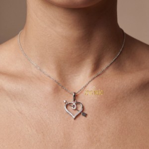 Luxurious Diamond Forever Symbol Gold Link Pendant <b>Necklace</b> Women Engagement Wedding Party Bridal Gift Anniversary Modern - Product Image 1