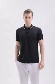Chemise de golf pour homme à manches courtes en maille unie, personnalisable avec logo, noire, performance, avec bordure contrastante rouge et blanche, collection 2026 - Product Image 3