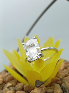Asscher Cut Diamond Solitaire Anillo de compromiso Plata de Ley 925 Oro blanco/amarillo 2,0 CT Anillo de Bodas de regalo - Product Image 5