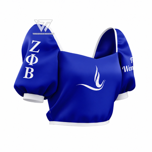 Blusa Corta con Estampado de Purpurina Griega para Mujer, de la Hermandad Zeta Phi Beta, Ropa y Accesorios Griegos al por Mayor - Product Image 1