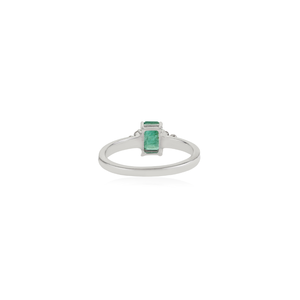 Octagon Cut <b>Emerald</b> <b>Ring</b> With Diamond Accents 925 <b>Silver</b> Prong Setting Classic Gemstone Women's Jewelry - Product Image 6