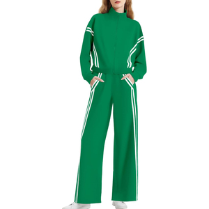 Conjunto Deportivo de Mujer, Color Rojo, Manga Larga, Pantalones Deportivos, Otoño, Transpirable, Cierre de Cremallera, Corte Holgado, 100% Poliéster, Diseño a Rayas - Product Image 2
