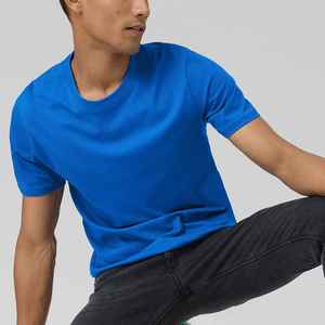 Camiseta de Manga Corta para Hombre, Cuello Redondo, Color Azul Marino, Corte Regular, Tejido de Punto Jersey, 100% Algodón, Transpirable, Color Sólido, 220g - Product Image 6