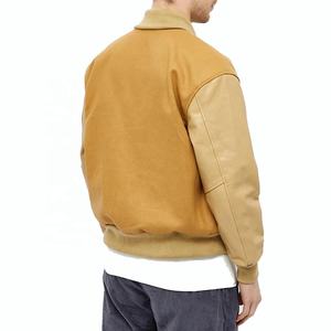 เสื้อแจ็คเก็ตวาร์ซิตี้ผ้าวูลปักลายเชนิลล์แบบกระดุมหน้าสำหรับผู้ชายสไตล์สตรีทแวร์ฤดูหนาว แขนหนัง - Product Image 2