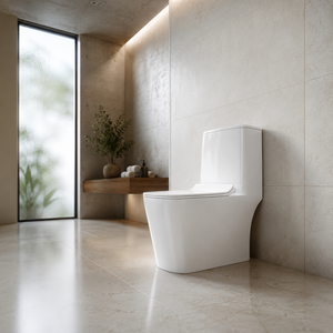 WC monobloc à double chasse, fonctionnement automatique, écologique, à sortie verticale, design contemporain pour salle de bain - Product Image 3