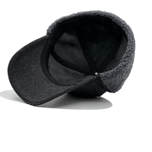 Wool Baseball Cap with Ear Flaps 6 Panel Winter Fleece Hat Unisex Outdoor Casual - Product Image 4