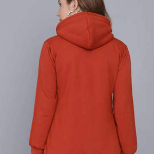 เสื้อสเวตเชิ้ตมีฮู้ดสีแดงสำหรับผู้หญิง ทรงปกติ ผ้าฝ้ายถัก สวมใส่สบายๆ ในฤดูใบไม้ร่วง - Product Image 2
