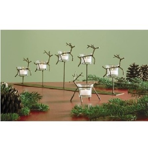 Stylish Deign Unique Metal Reindeer Sleigh Christmas Decor With Trees Candle Holders Traditional Handmade Home Decorative Items - Product Image 6