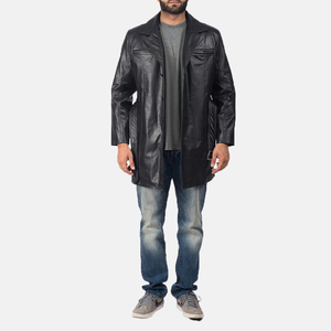 Abrigo de Cuero Negro de Invierno de Alta Calidad, Chaqueta de Cuero Personalizada para Hombre, Abrigo Transpirable con Forro de Piel - Product Image 2
