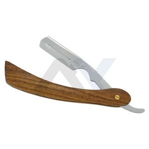 Navaja de Afeitar Profesional Plegable con Bloqueo, Hoja de un Solo Filo, Mango de Madera, Herramienta de Afeitado Premium para Salón de Belleza y Barbería - Product Image 1