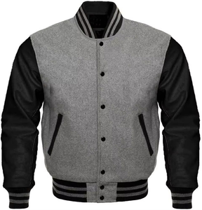 Custom Logo Stand Collar Fleece Breathable Baseball Letterman Varsity Jacket <b>Men</b> Vintage Blank Comfortable - Product Image 1