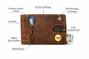 WRIZA Mens RFID Blocking Short Genuine Leather Bifold Wallet Durable Customizable Design with Multiple Color Options - Product Image 6