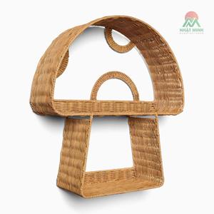 High Quality Rattan Kids Shelf Mushroom Shaped Natural <b>Wicker</b> Eco-Friendly <b>Wall</b> <b>Decor</b> for Bedroom Nursery Storage Display - Product Image 1