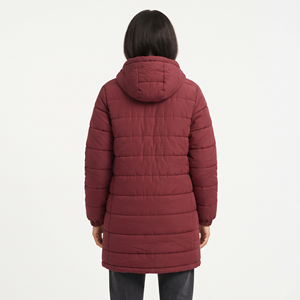 Manteau d'hiver matelassé long et léger pour femme, avec capuche, chaud, mi-long, isolé, décontracté, vente en gros - Product Image 6