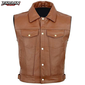 Chalecos de Cuero para Motocicleta de Diseño Clásico, con Bolsillos Personalizados, Transpirables, para Otoño, para Hombres, Ropa de Exterior - Product Image 1